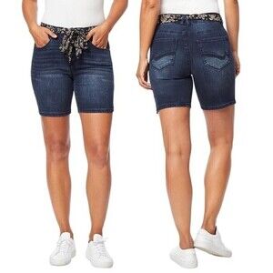 New! Angels Forever Bermuda High Waist Dark Wash Tummy Control Denim Shorts